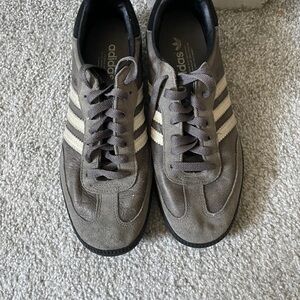 Adidas Gray Classic Sneakers with Signature Stripes
